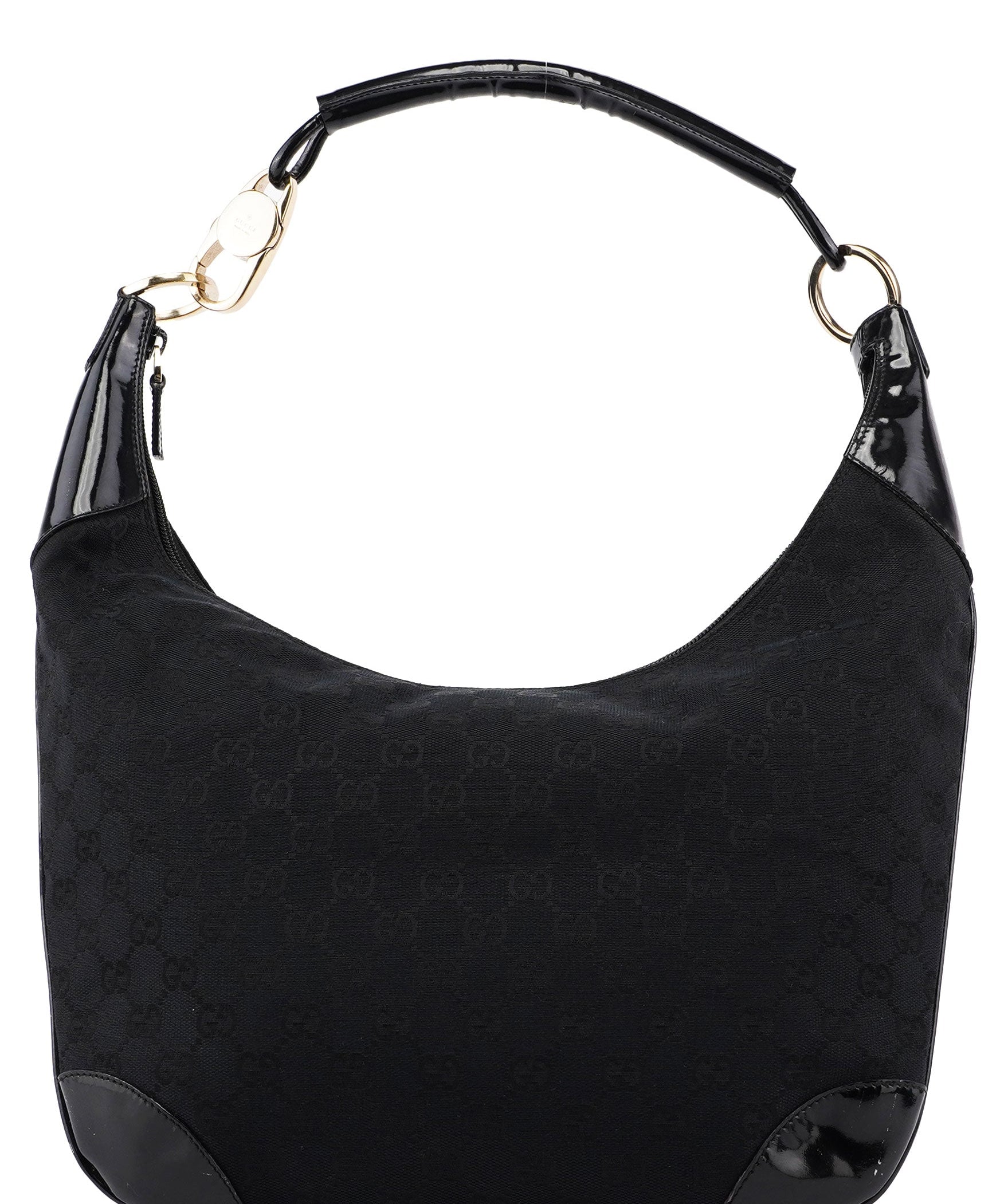 Gucci 001 4157 Black GG Patent Shoulder Bag