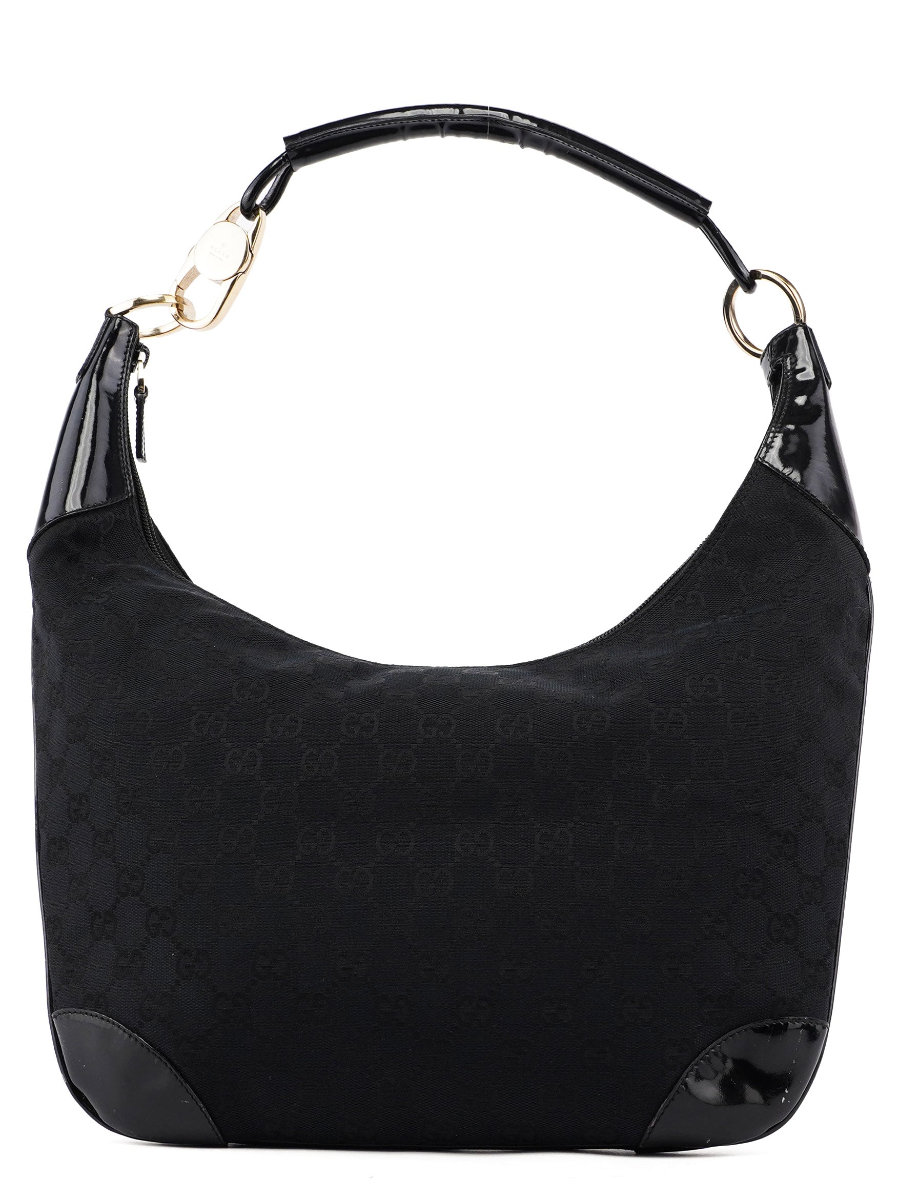 Gucci 001 4157 Black GG Patent Shoulder Bag