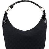 Gucci 001 4157 Black GG Patent Shoulder Bag