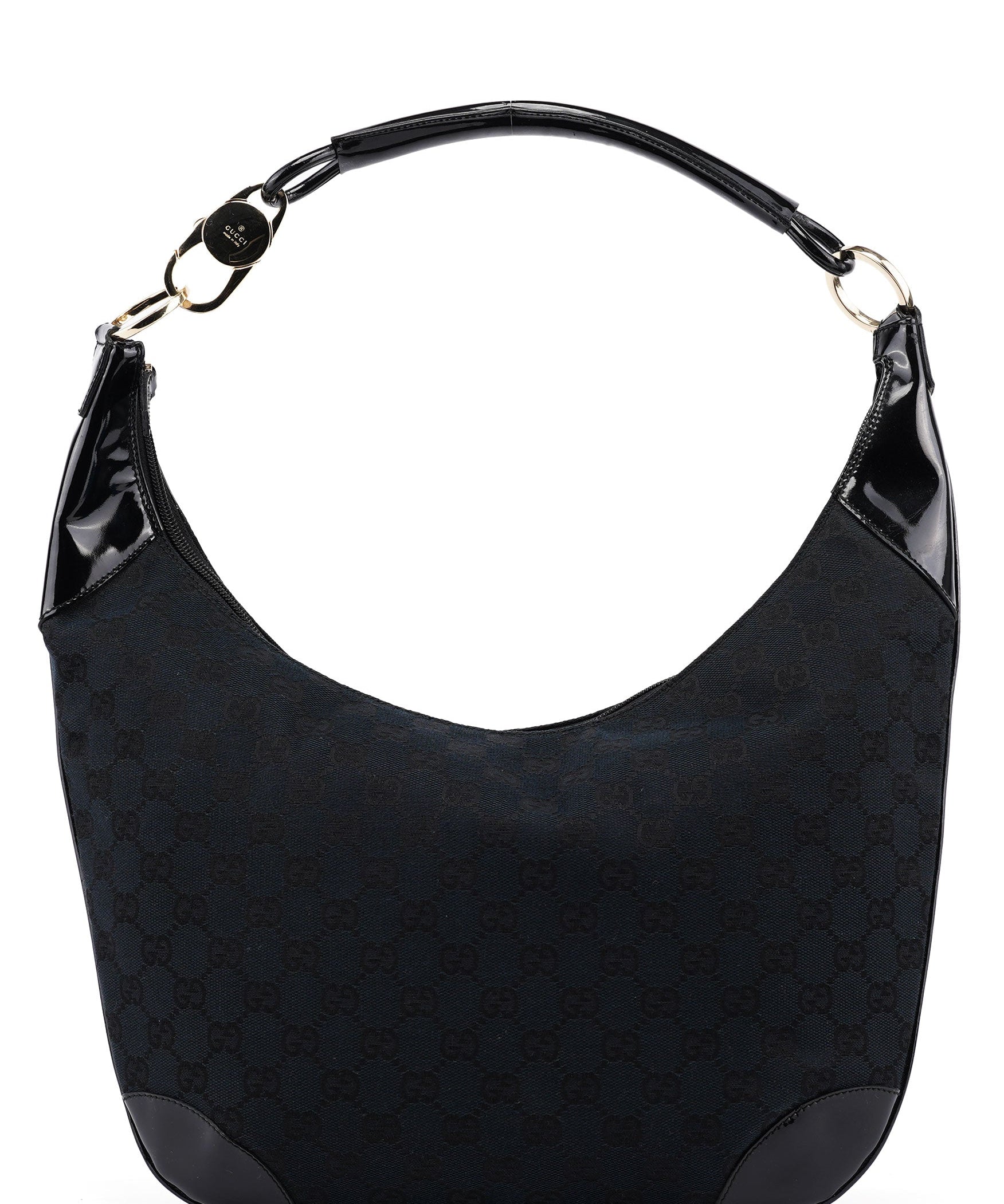 Gucci 001 4157 Black GG Patent Shoulder Bag