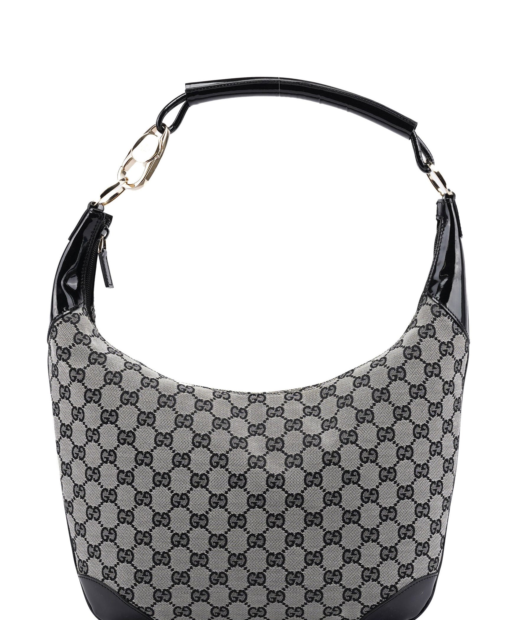 Gucci 001 4157 Grey GG Patent Shoulder Bag