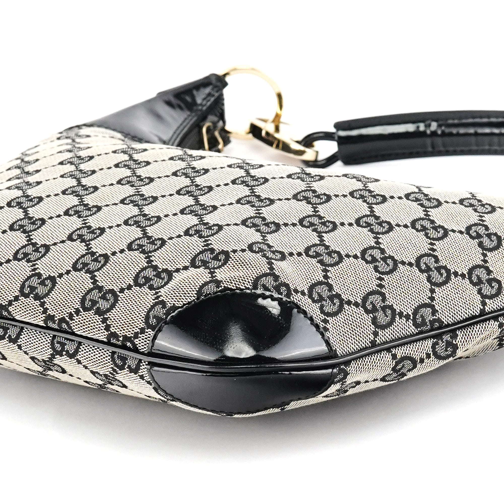 Gucci 001 4158 Beige Black GG Shoulder Bag
