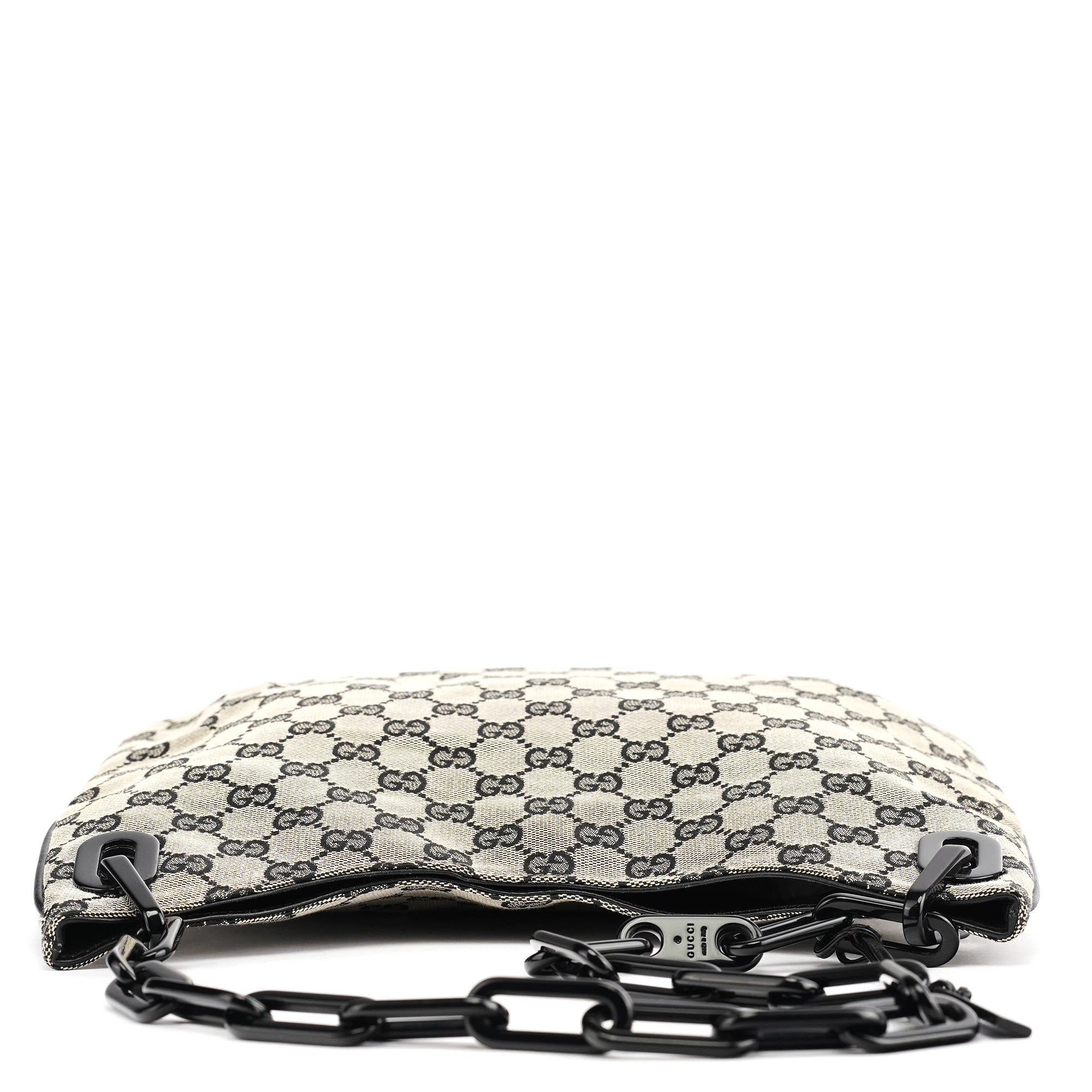 Gucci 001 4168 Sac porté épaule en toile GG grise à chaîne en plastique