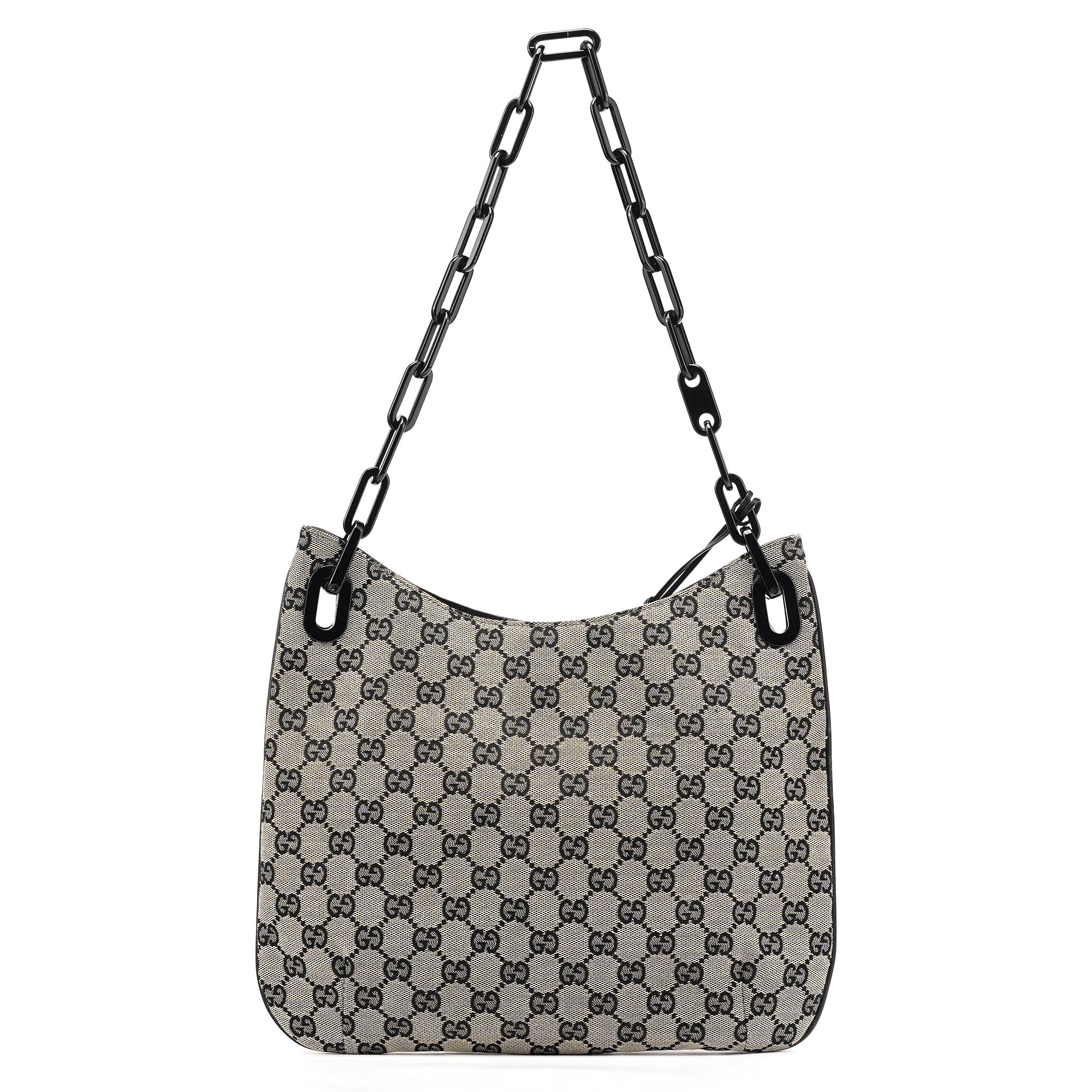 Gucci 001 4168 Sac porté épaule en toile GG grise à chaîne en plastique