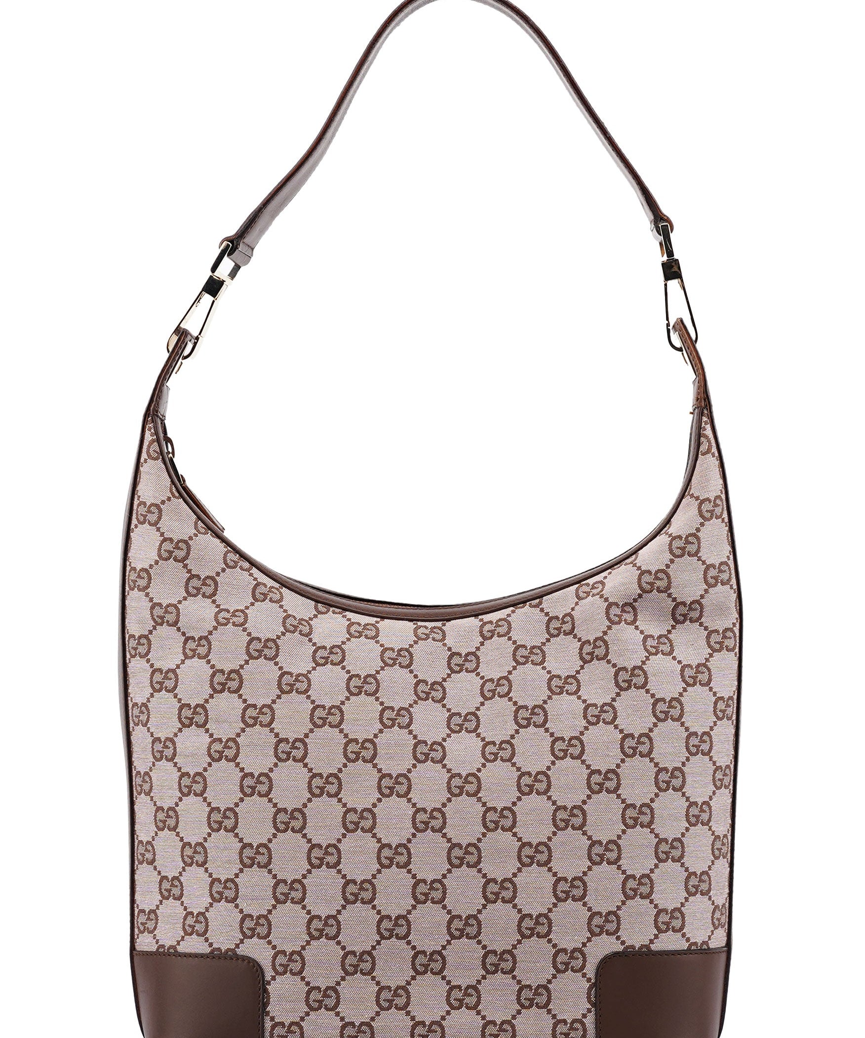 Gucci 001 4204 Beige Brown GG Hobo Shoulder Bag