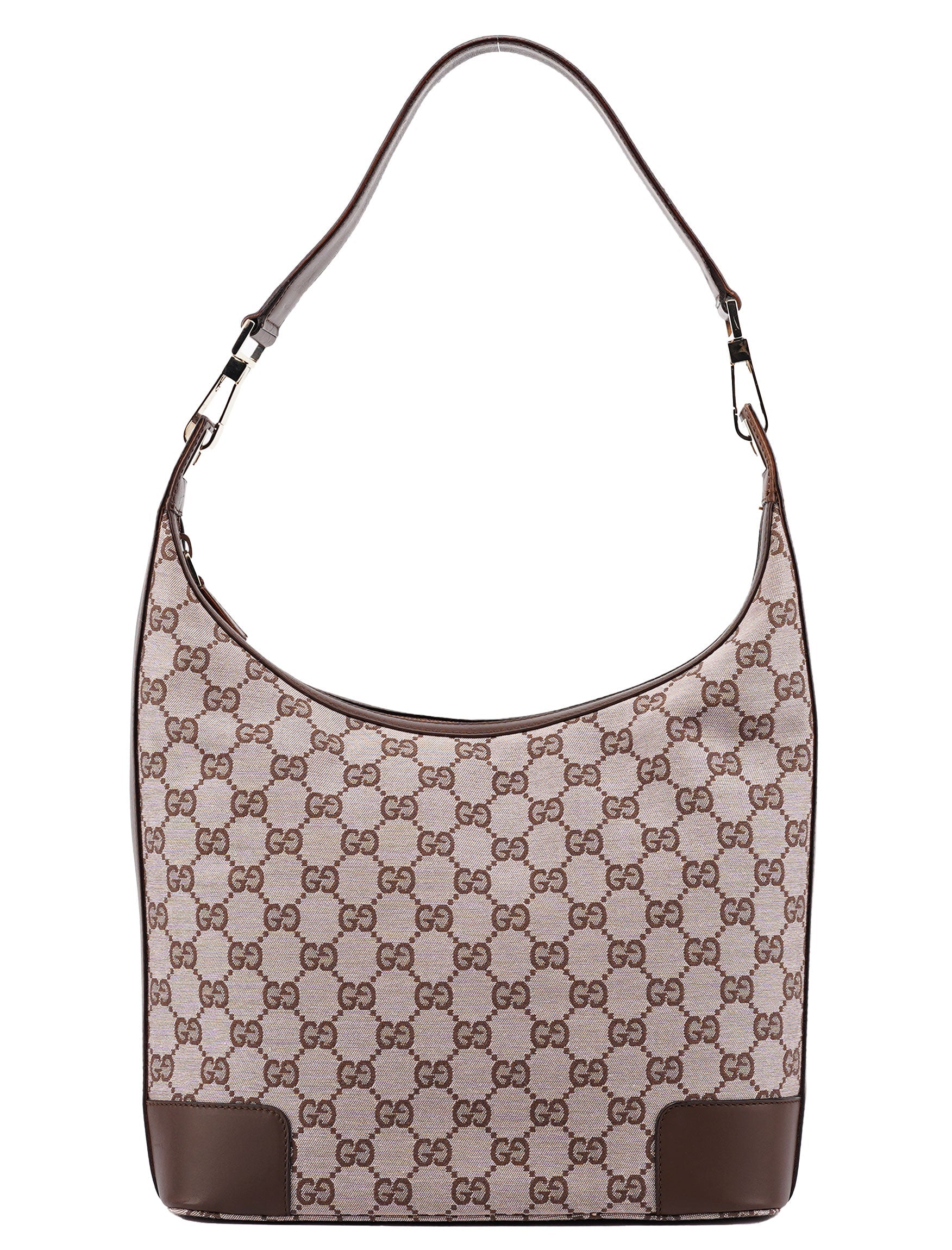 Gucci 001 4204 Beige Brown GG Hobo Shoulder Bag