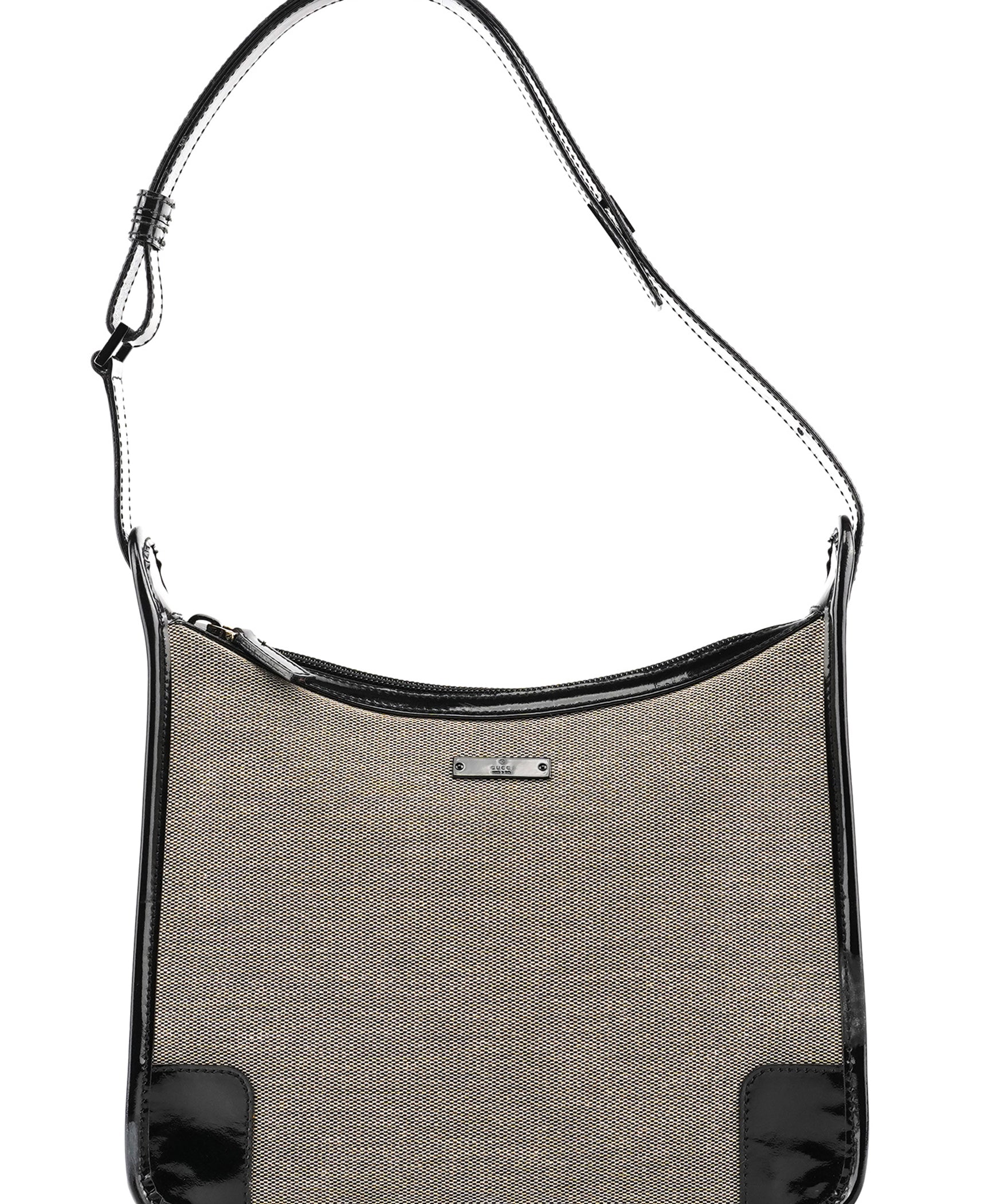 Gucci 001 4206 Beige Black Canvas Shoulder Bag