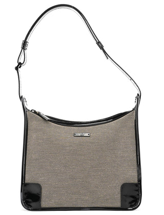 Gucci 001 4206 Beige Black Canvas Shoulder Bag