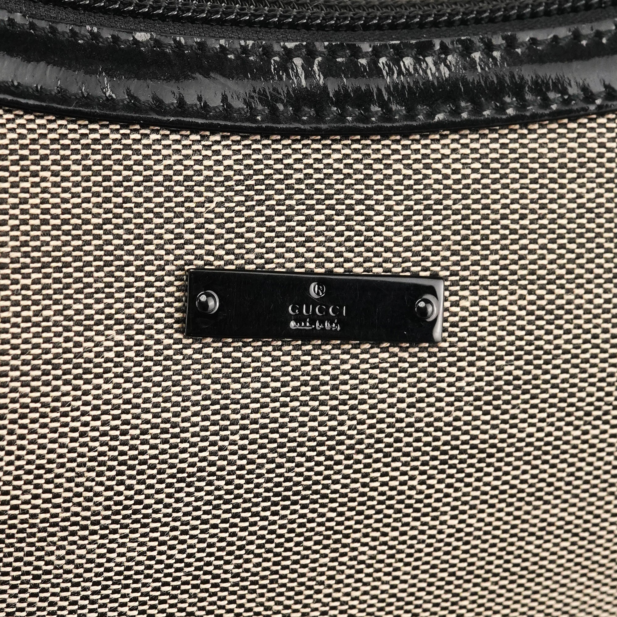Gucci 001 4206 Beige Black Canvas Shoulder Bag