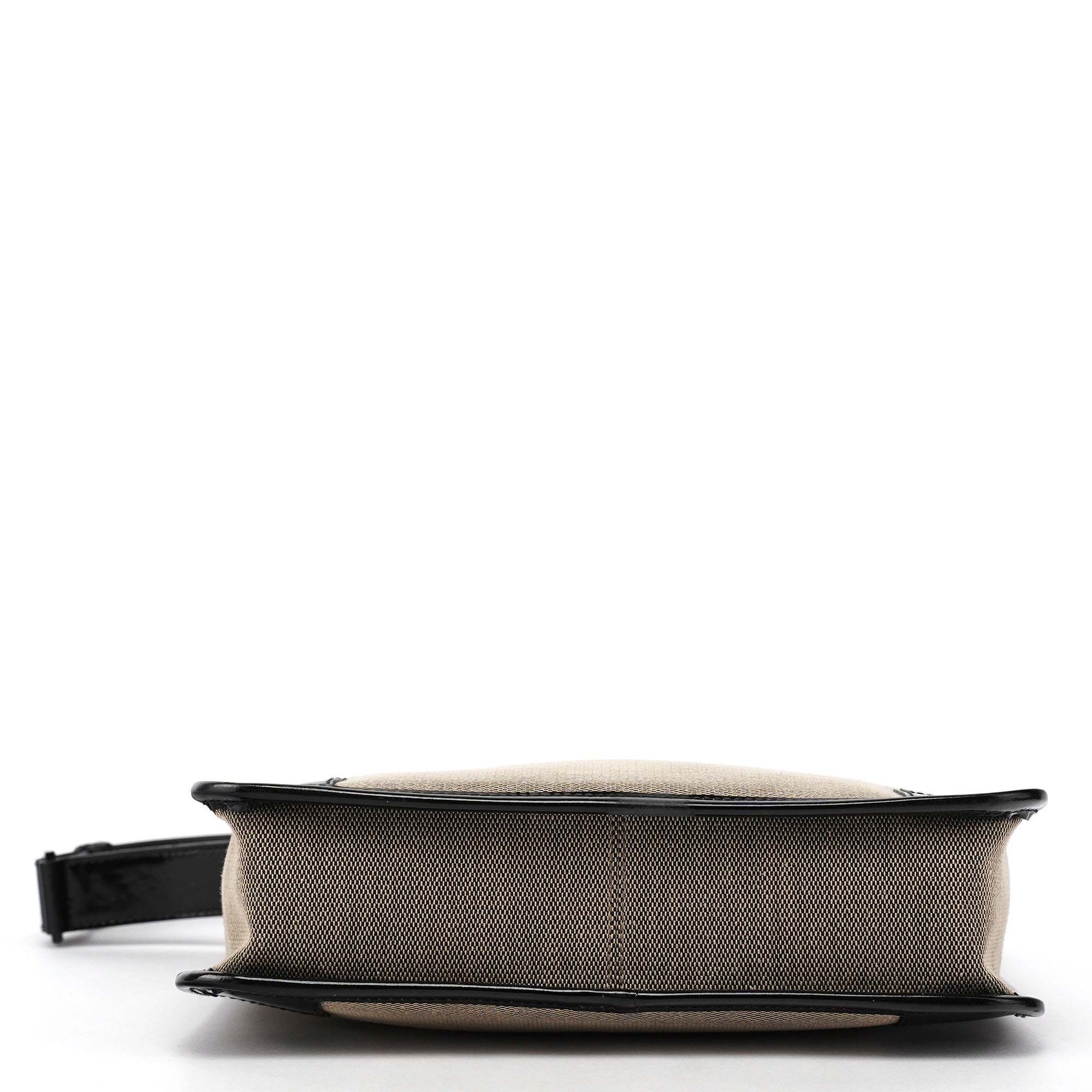 Gucci 001 4206 Beige Black Canvas Shoulder Bag