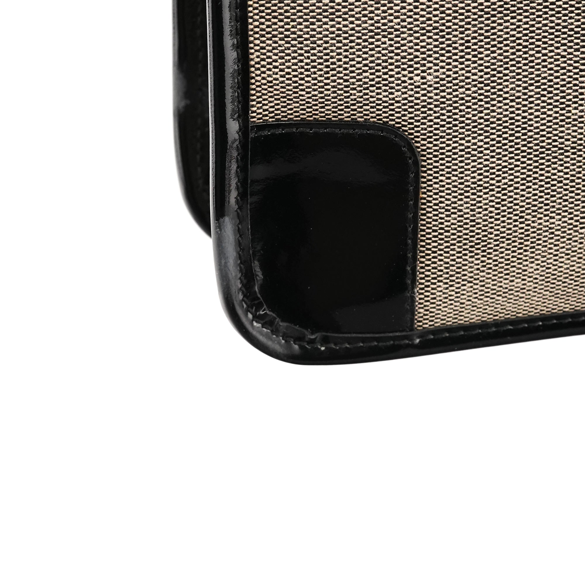Gucci 001 4206 Beige Black Canvas Shoulder Bag