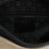 Gucci 001 4206 Beige Black Canvas Shoulder Bag