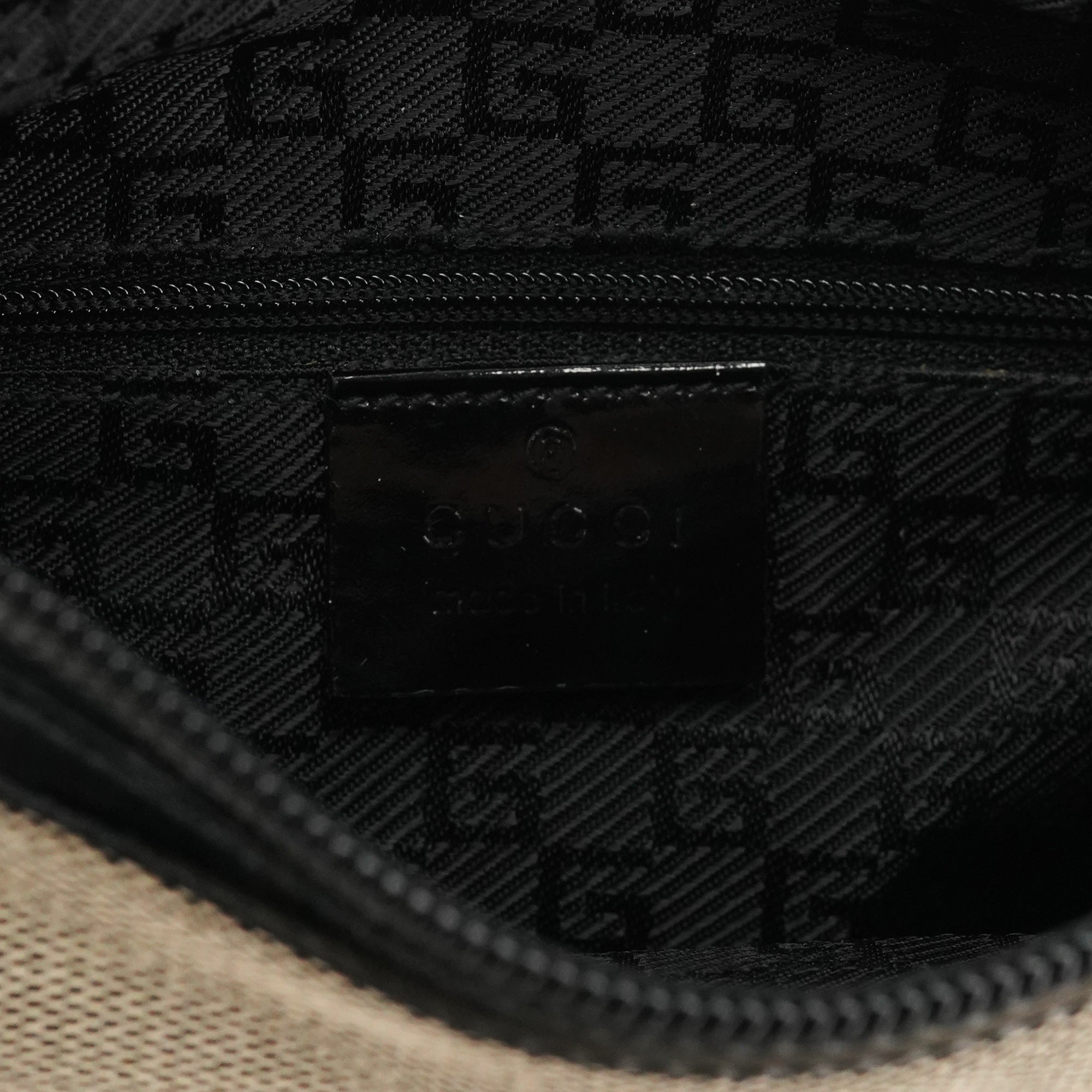 Gucci 001 4206 Beige Black Canvas Shoulder Bag