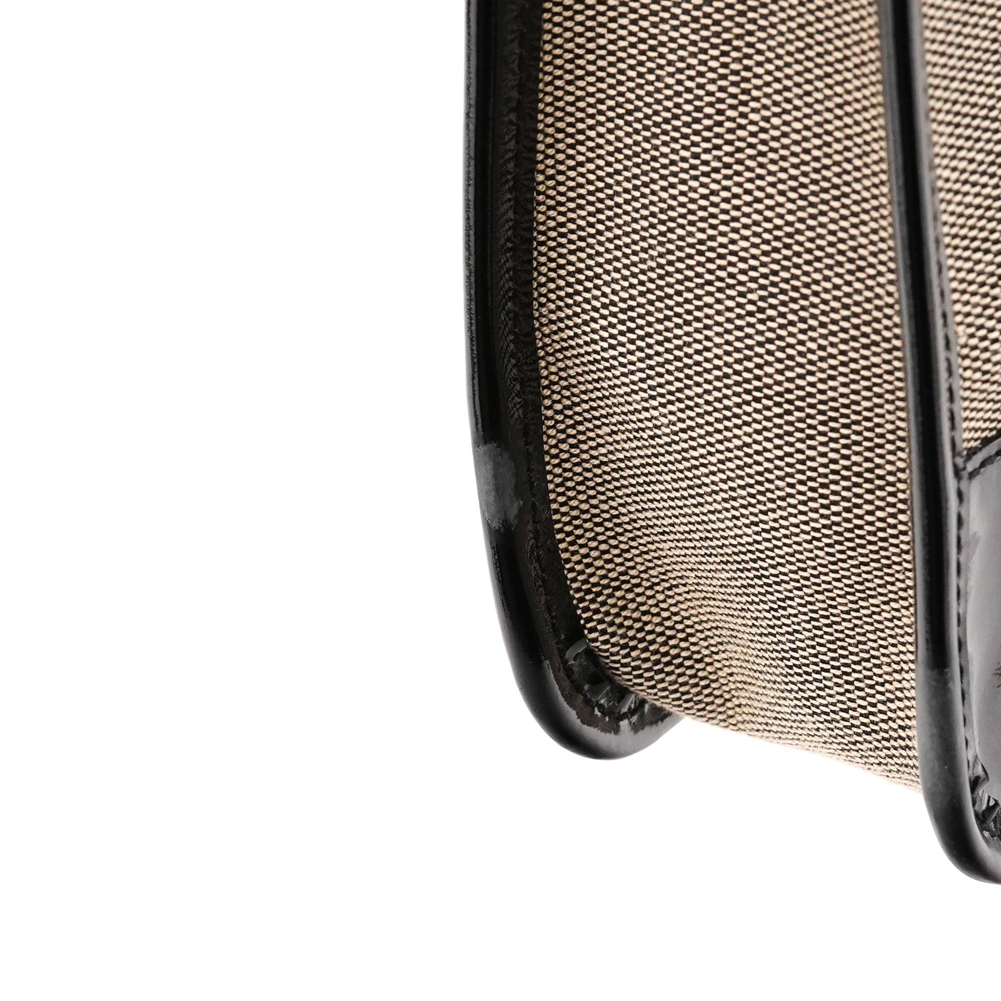 Gucci 001 4206 Beige Black Canvas Shoulder Bag