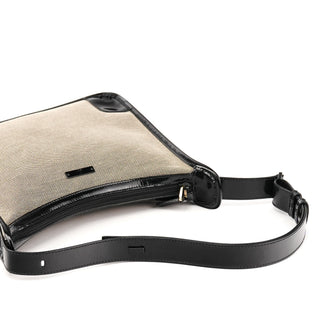 Gucci 001 4206 Beige Black Canvas Shoulder Bag