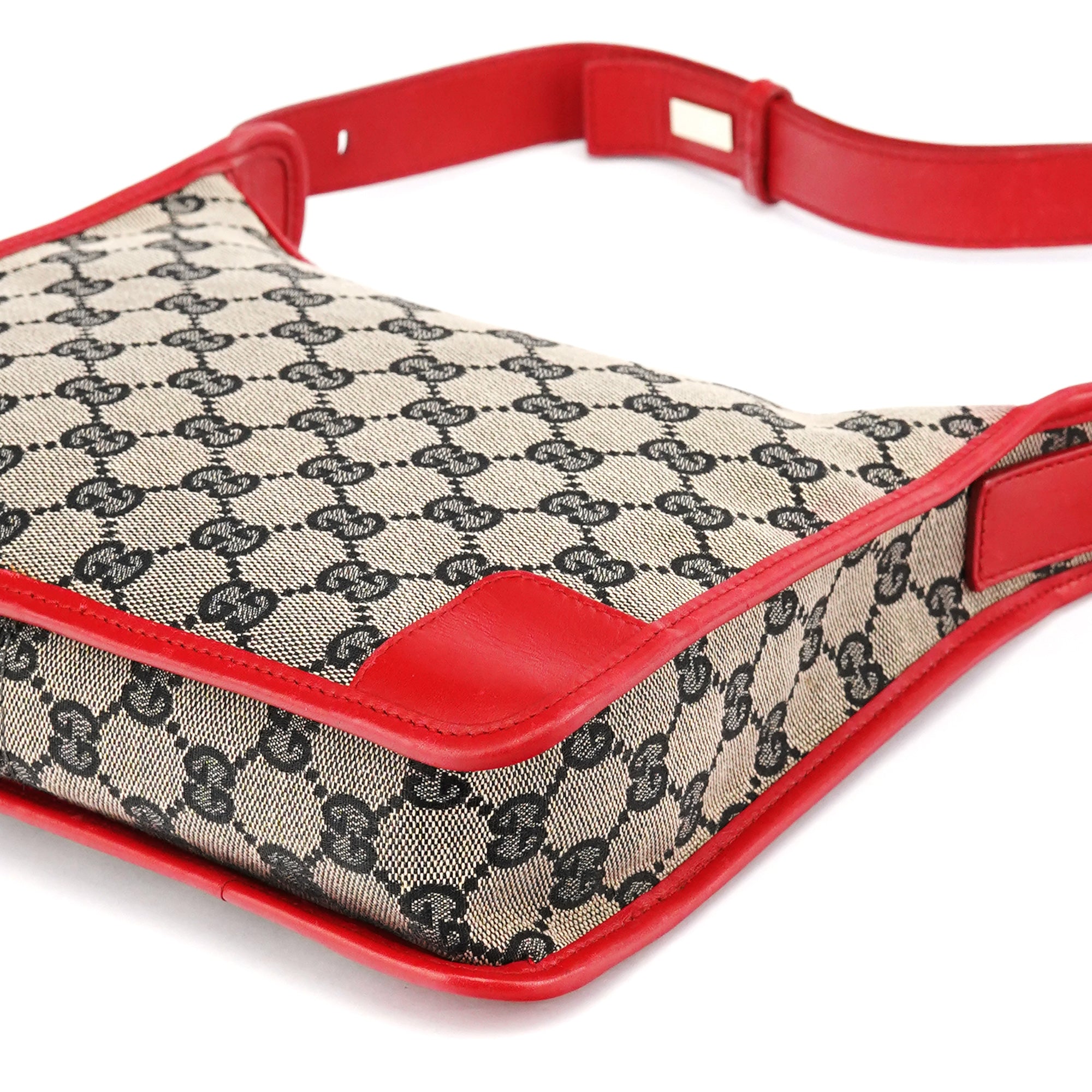 Gucci 001 4206 Sac porté épaule en toile GG beige et rouge