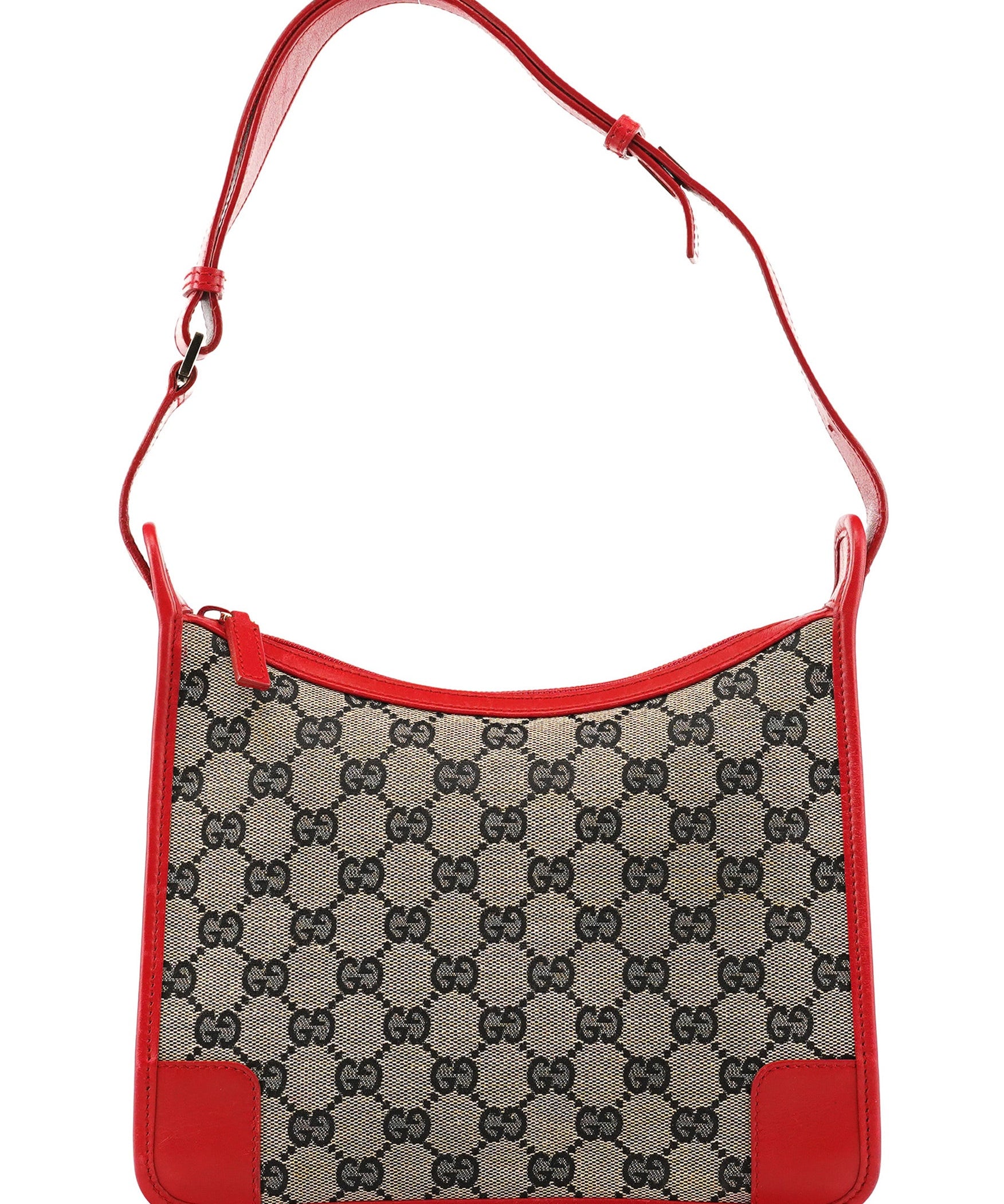 Gucci 001 4206 axelväska i beige och röd GG-canvas