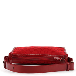 Gucci 001 4206 Red GG Canvas Patent Leather Shoulder Bag
