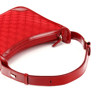 Gucci 001 4206 Red GG Canvas Patent Leather Shoulder Bag