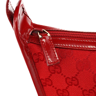 Gucci 001 4206 Red GG Canvas Patent Leather Shoulder Bag