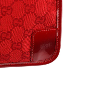 Gucci 001 4206 Red GG Canvas Patent Leather Shoulder Bag