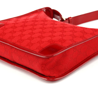 Gucci 001 4206 Red GG Canvas Patent Leather Shoulder Bag