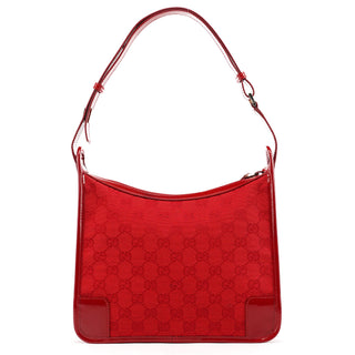 Gucci 001 4206 Red GG Canvas Patent Leather Shoulder Bag