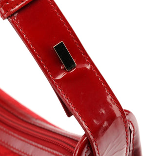 Gucci 001 4206 Red GG Canvas Patent Leather Shoulder Bag