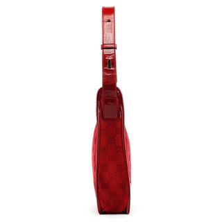 Gucci 001 4206 Red GG Canvas Patent Leather Shoulder Bag
