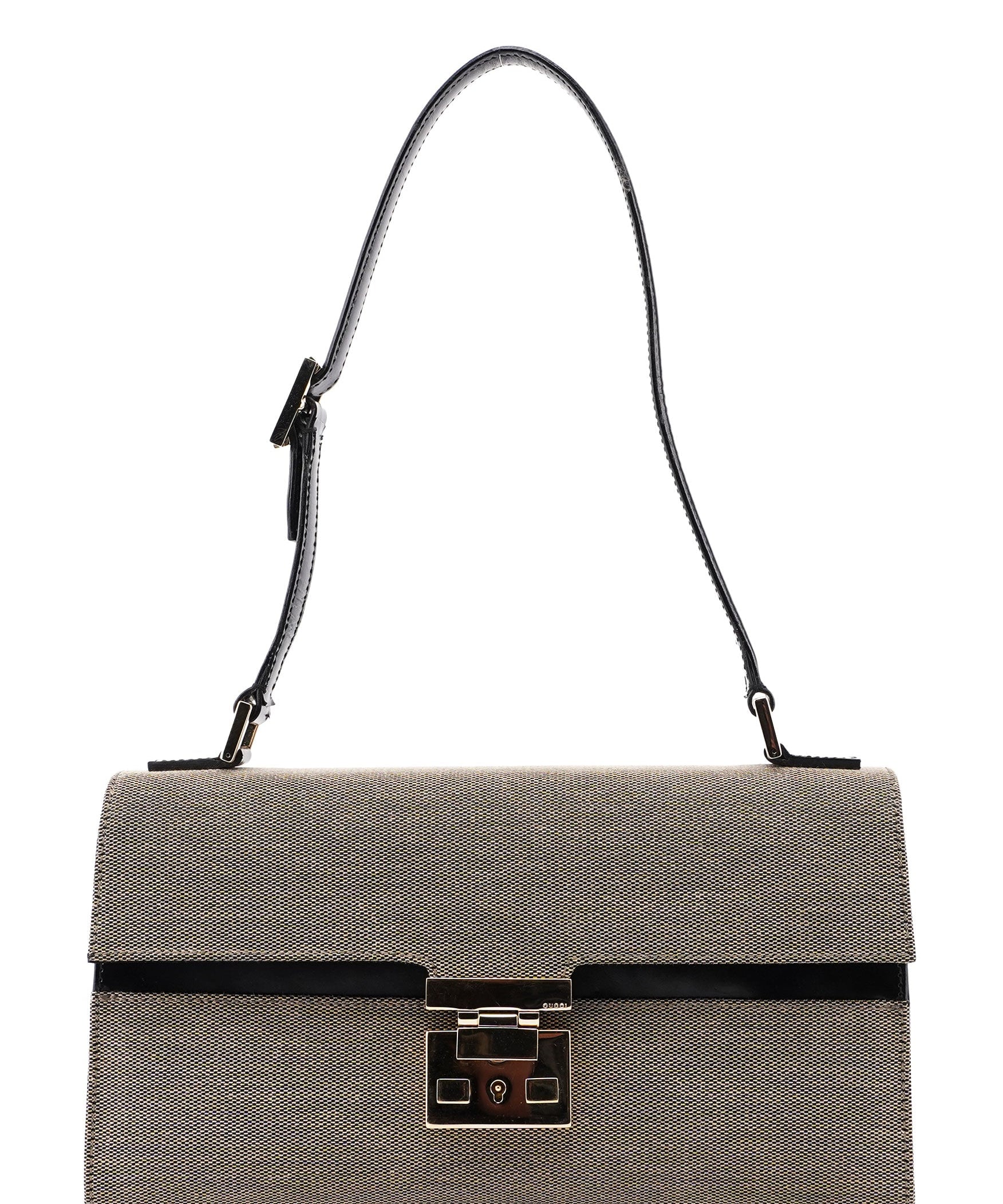 Gucci 001 4214 Beige Canvas Keylock Shoulder Bag