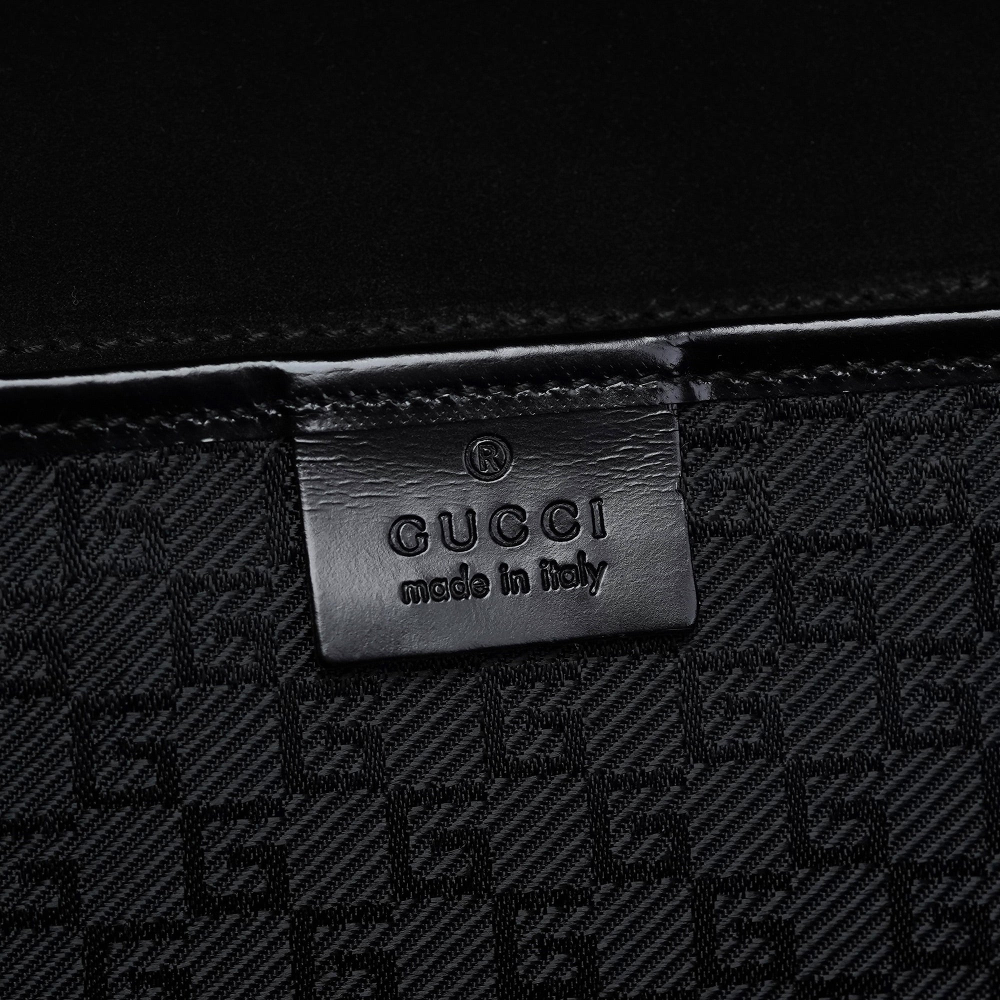Gucci 001 4218 Black Canvas Lady Lock Tote Bag