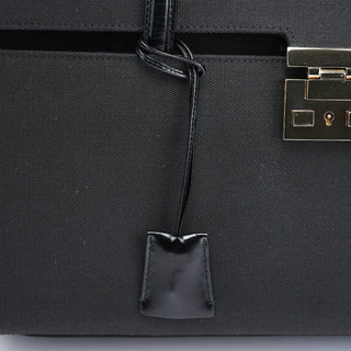 Gucci 001 4218 Black Canvas Lady Lock Tote Bag