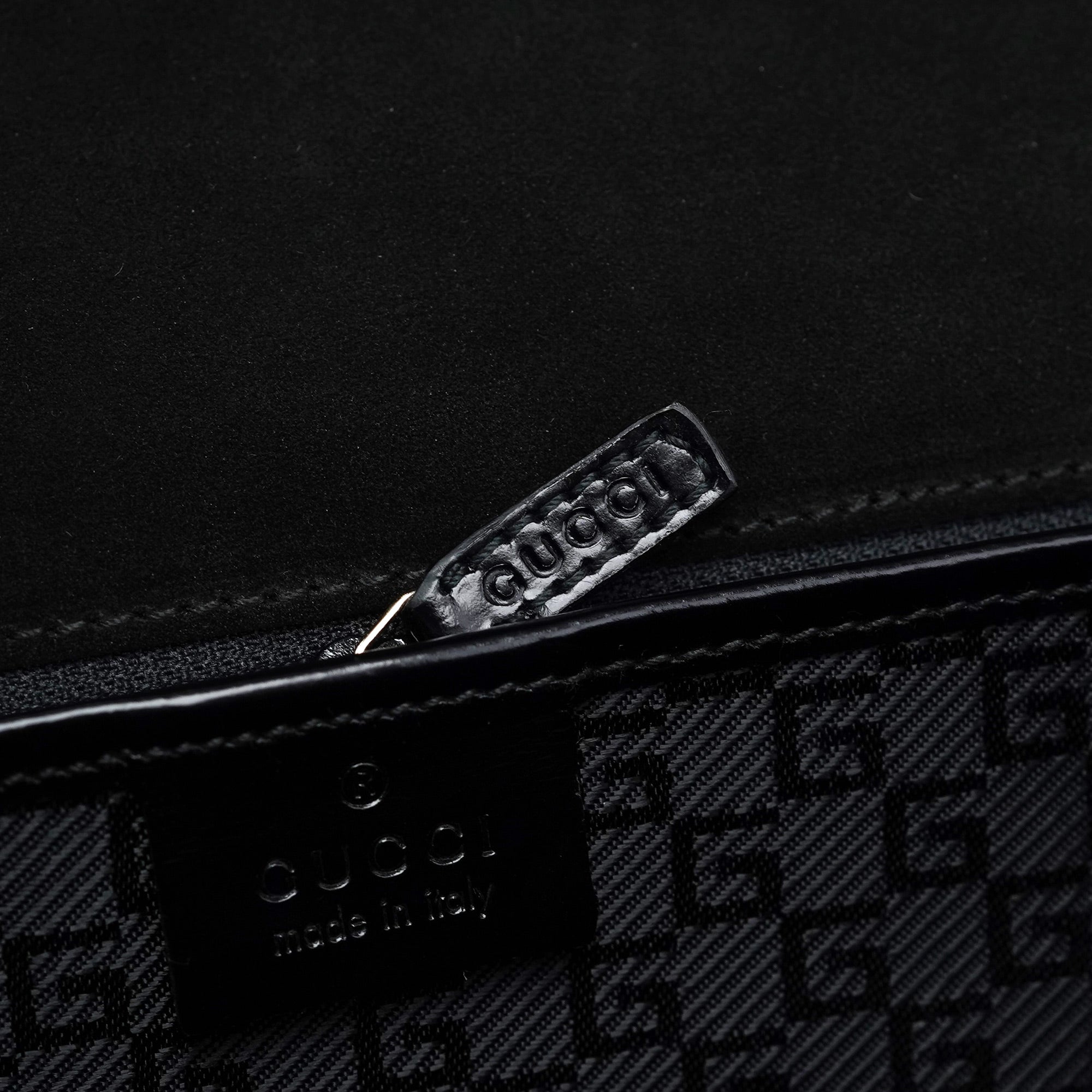 Gucci 001 4218 Black Canvas Lady Lock Tote Bag