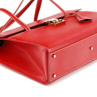Gucci 001 4218 Red Leather Lady Lock Tote Bag