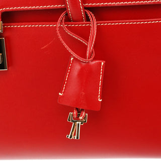Gucci 001 4218 Red Leather Lady Lock Tote Bag