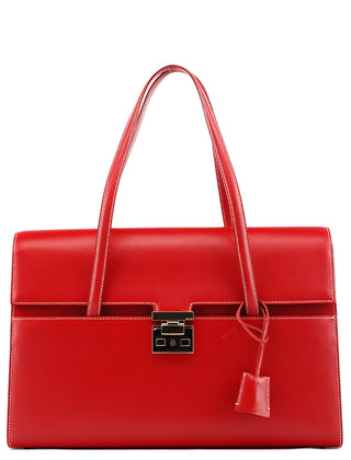 Gucci 001 4218 Red Leather Lady Lock Tote Bag
