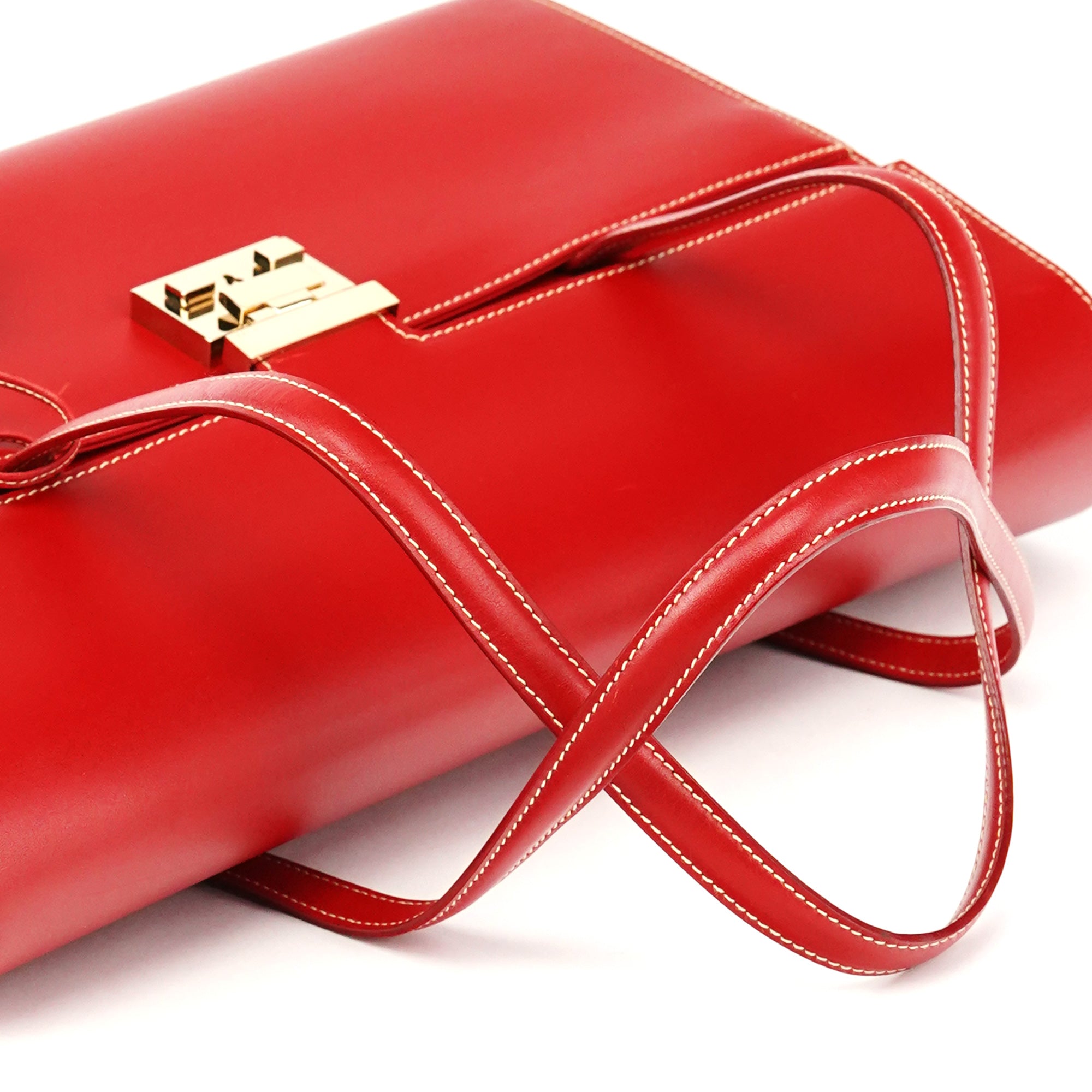 Gucci 001 4218 Red Leather Lady Lock Tote Bag