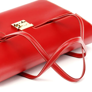Gucci 001 4218 Red Leather Lady Lock Tote Bag