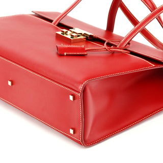 Gucci 001 4218 Red Leather Lady Lock Tote Bag