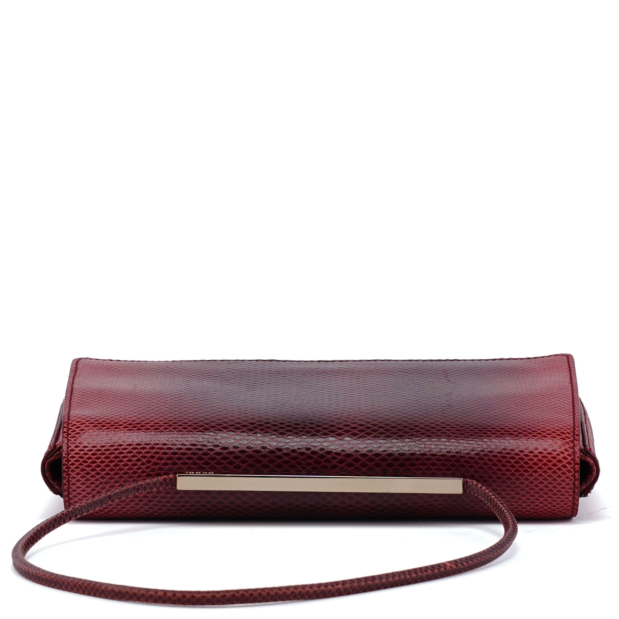 Gucci 001 4227 Red Lizard Embossed Leather Shoulder Bag