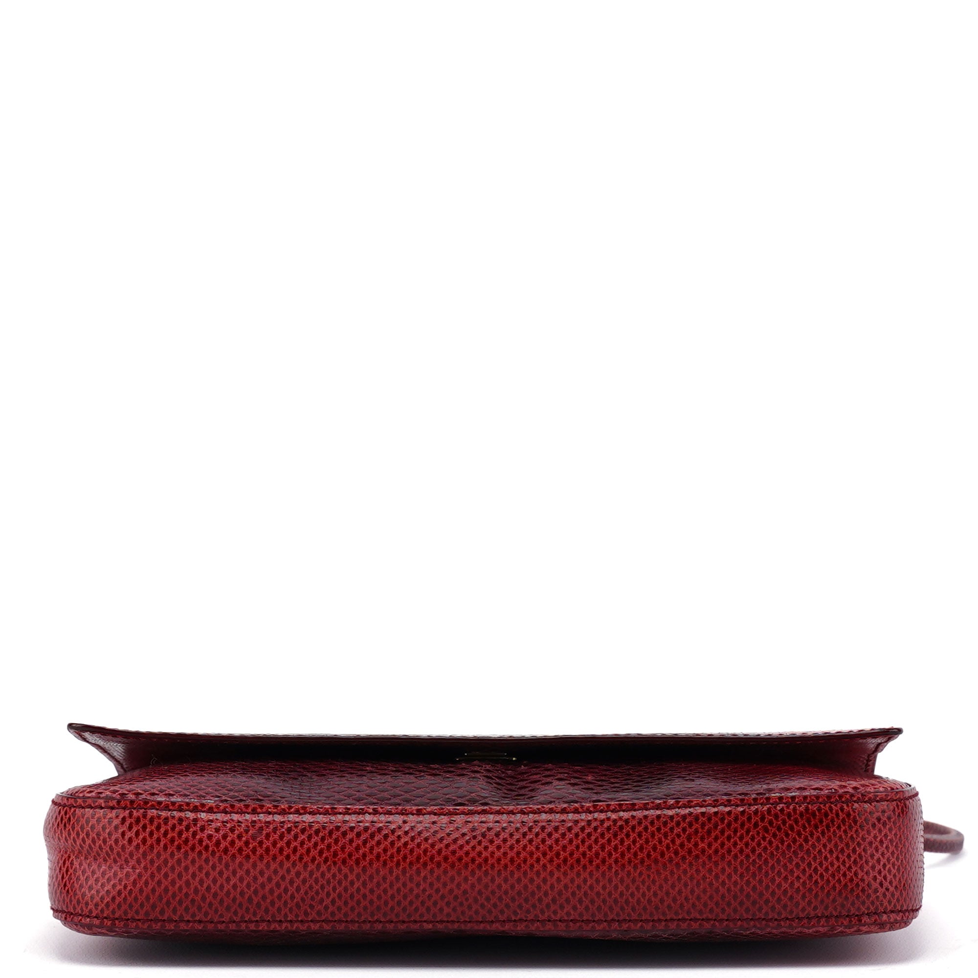 Gucci 001 4227 Red Lizard Embossed Leather Shoulder Bag