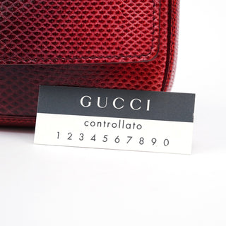 Gucci 001 4227 Red Lizard Embossed Leather Shoulder Bag