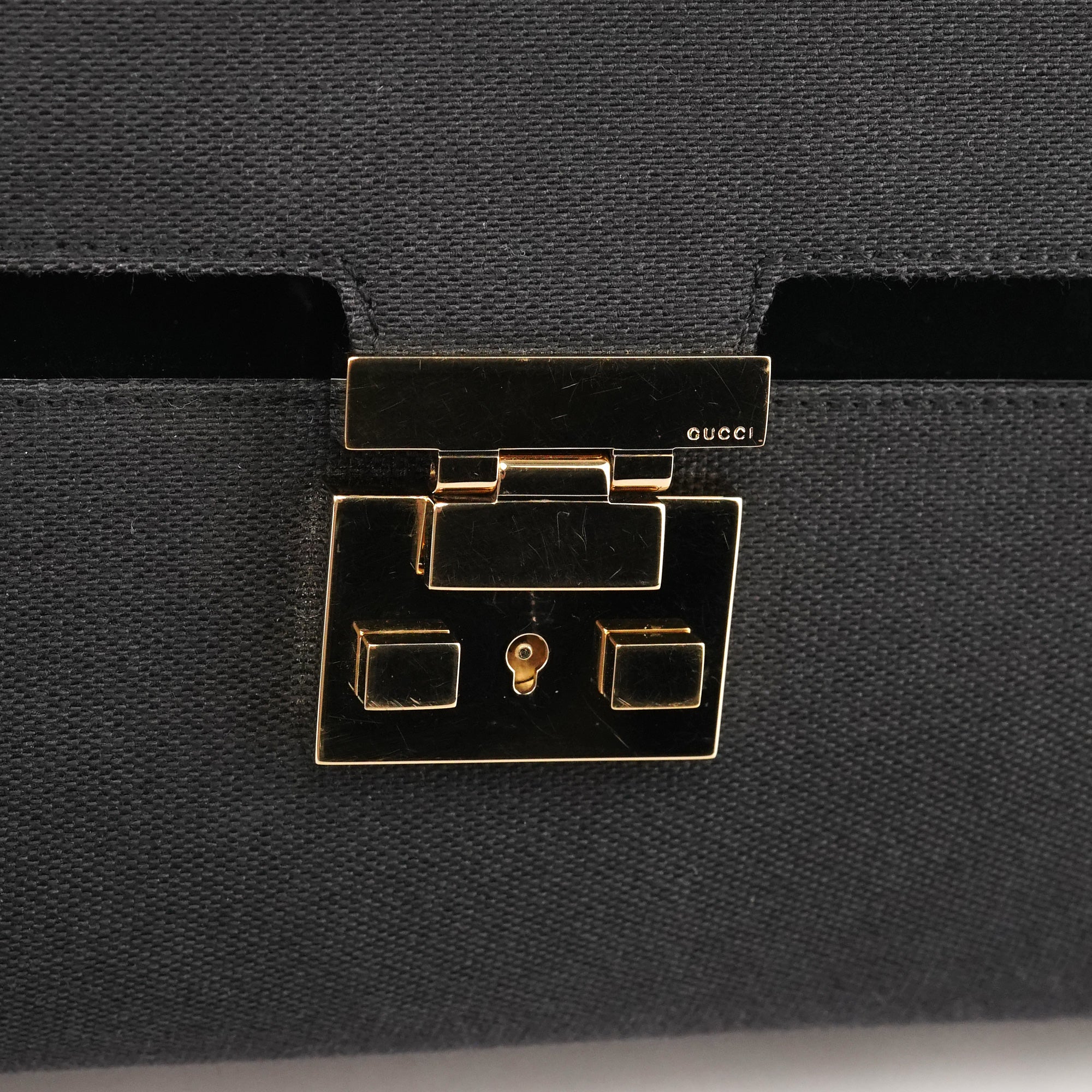 Gucci 001 4239 Anthracite Canvas Lady Lock Shoulder Bag