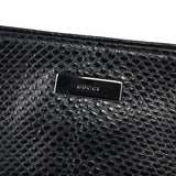 Gucci 001 4243 Borsa a spalla in pelle nera stampa lucertola