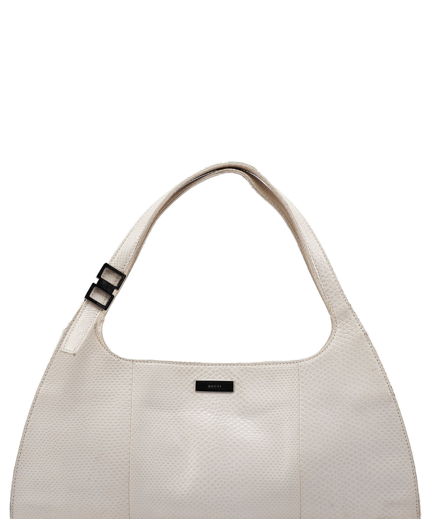 Gucci 001 4243 White Lizard Embossed Shoulder Bag