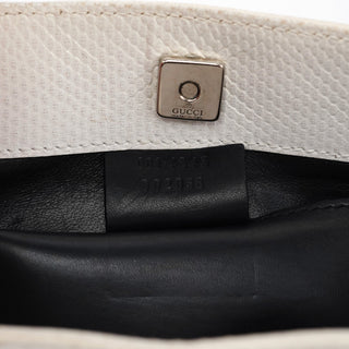 Gucci 001 4243 White Lizard Embossed Shoulder Bag