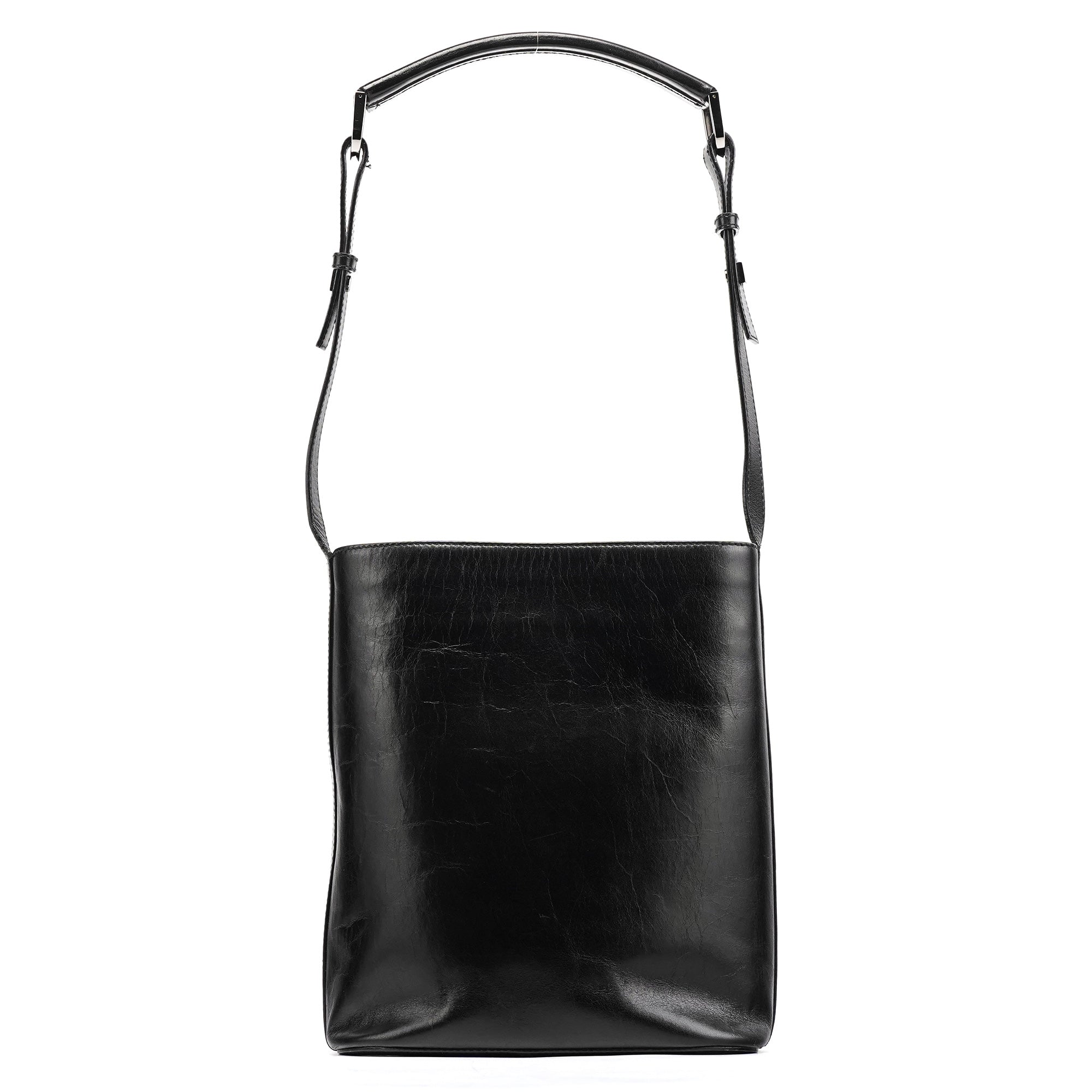 Gucci 001 4286 Black Calfskin Bucket Shoulder Bag