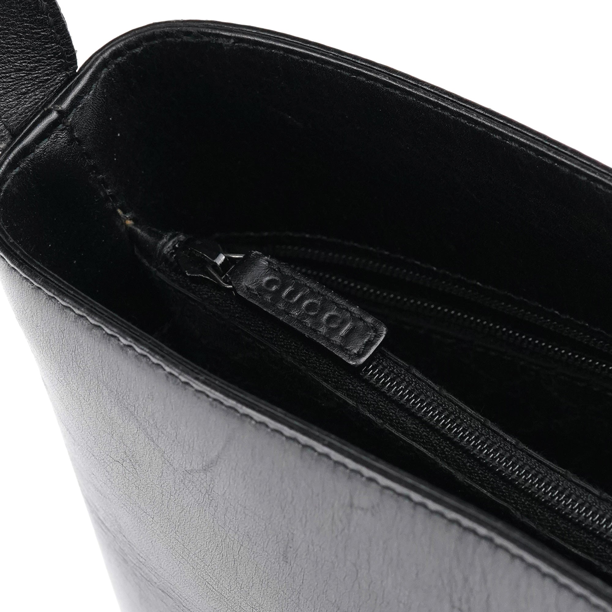 Gucci 001 4286 Black Calfskin Bucket Shoulder Bag