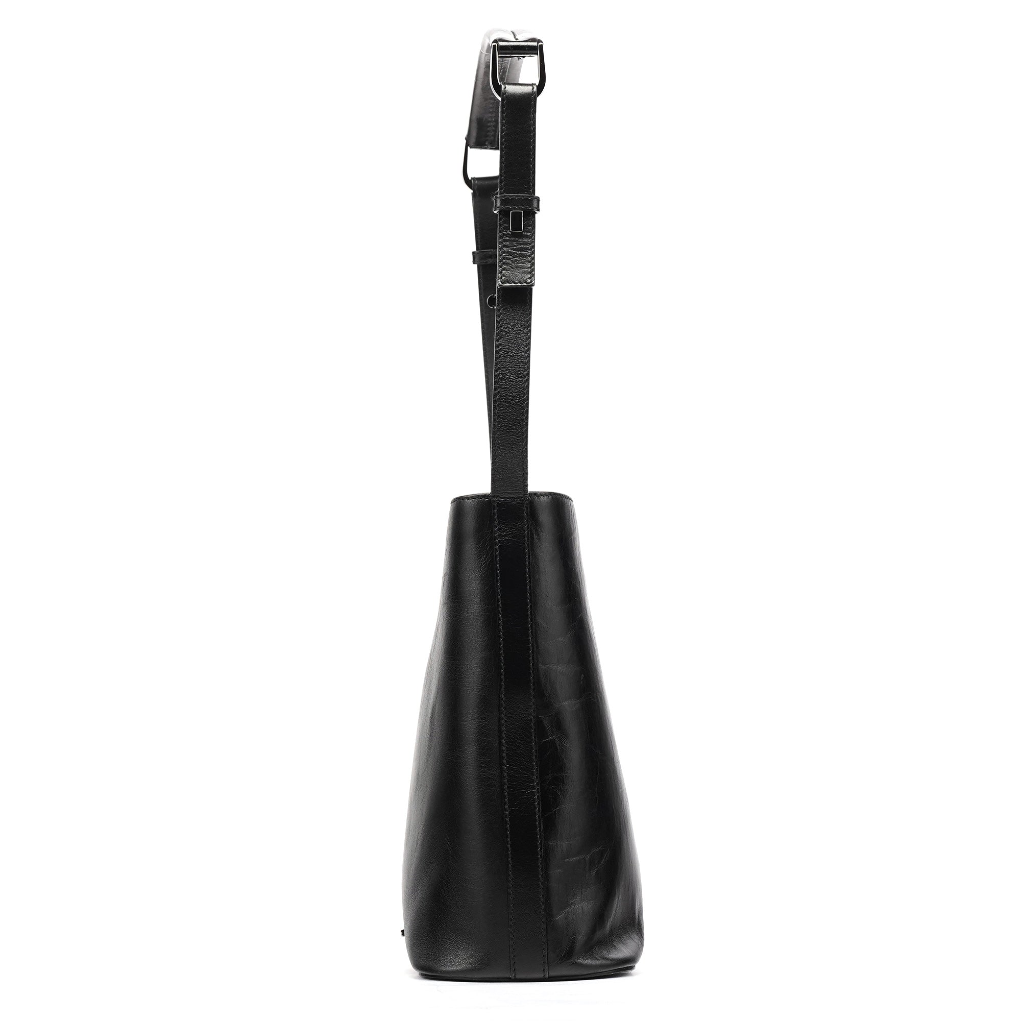 Gucci 001 4286 Black Calfskin Bucket Shoulder Bag