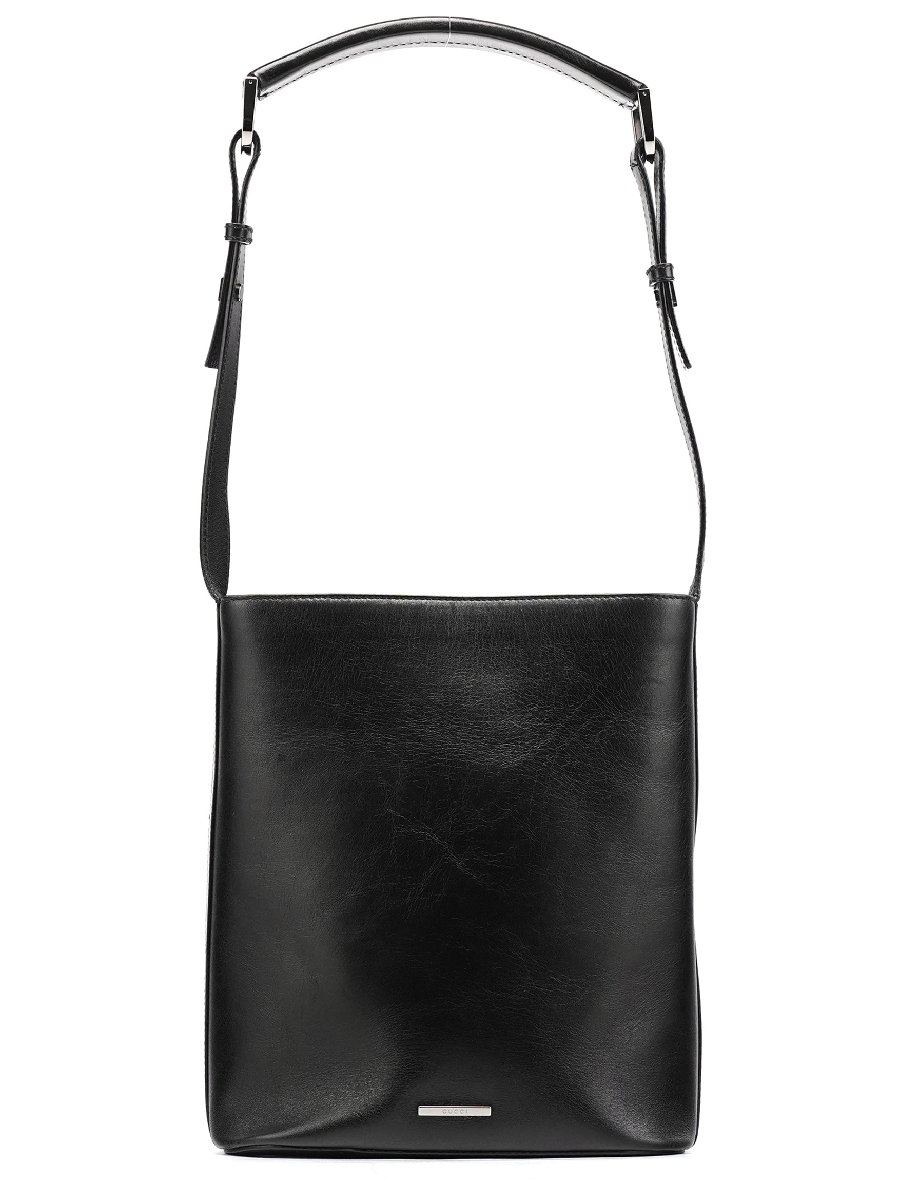 Gucci 001 4286 Black Calfskin Bucket Shoulder Bag